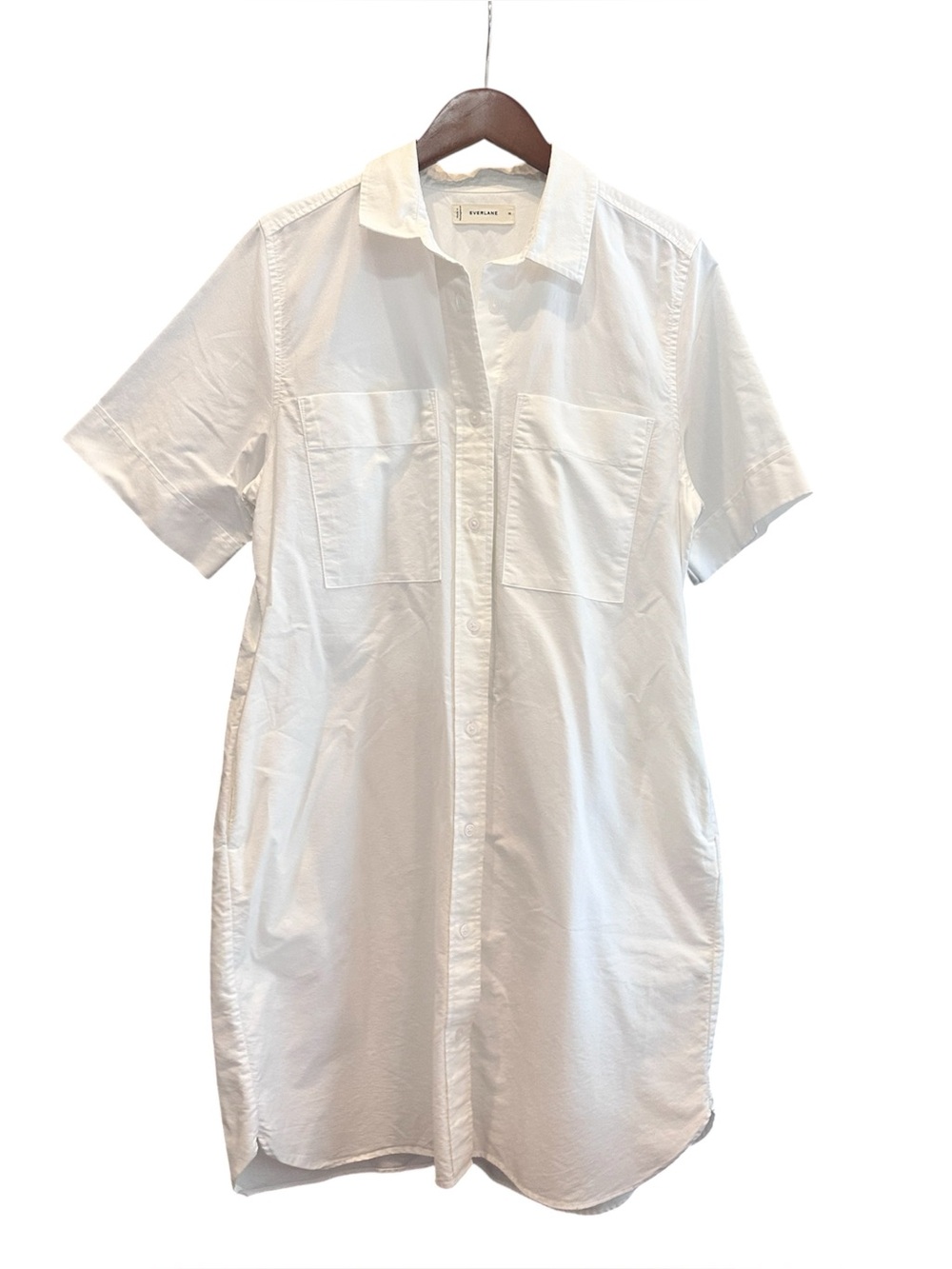 Everlane White Short-Sleeve Button-Front Shirt Dress